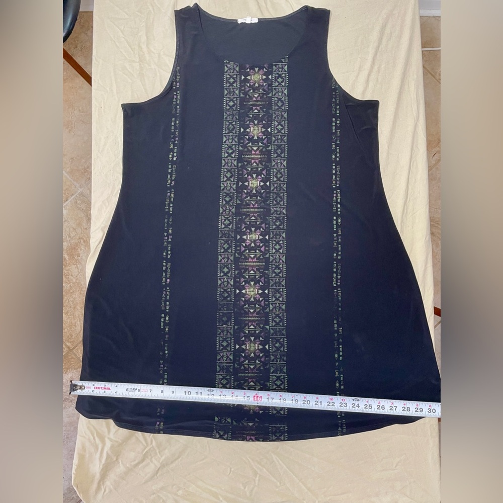Maurices Black Sleeveless A-Line Dress Geometric Embroidered Size 1